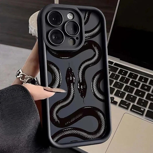 Cute Doodle Funny Snake Case for IPhone Matte Soft Silicone Cover