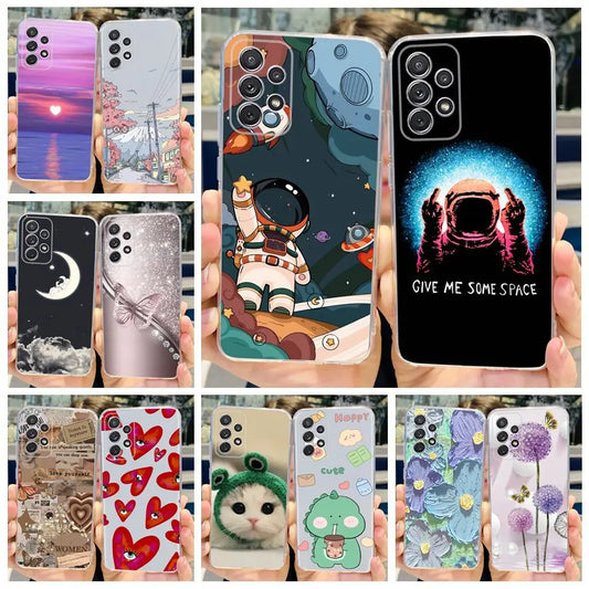 Cute Painted Cover Soft Silicone Phone Case For Samsung A52 Galaxy A52s A72 Coque Bumper
